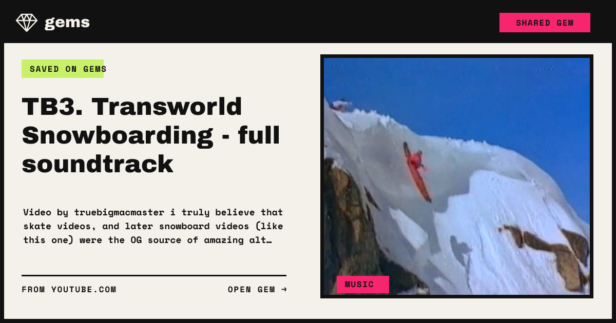TB3. Transworld Snowboarding - full soundtrack — gems